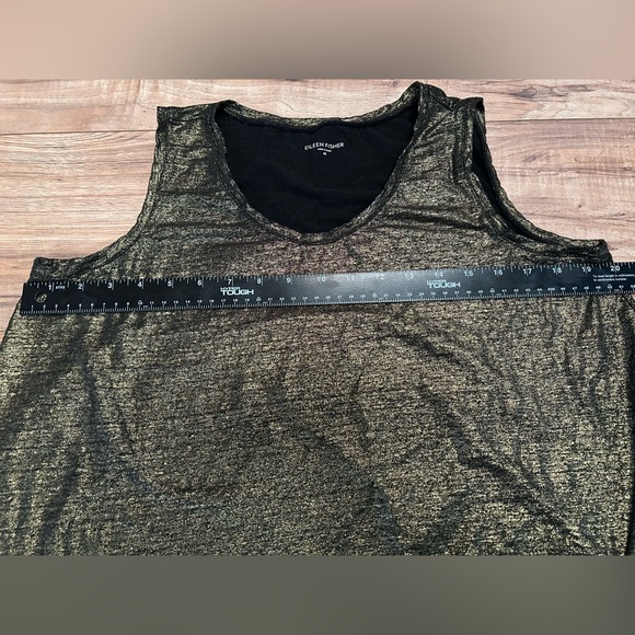 Eileen Fisher Women’s Size Medium Black-gold 100% Organic Linen Tank Top Shirt - Picture 7 of 10